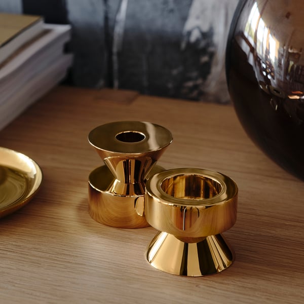 IKEA STOCKHOLM 2025 Candlestick/tealight Holder Brass Color 2 "