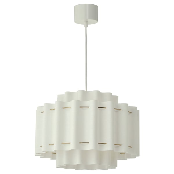 IKEA STOCKHOLM 2025 Pendant lamp white textile/brass plated 20 "