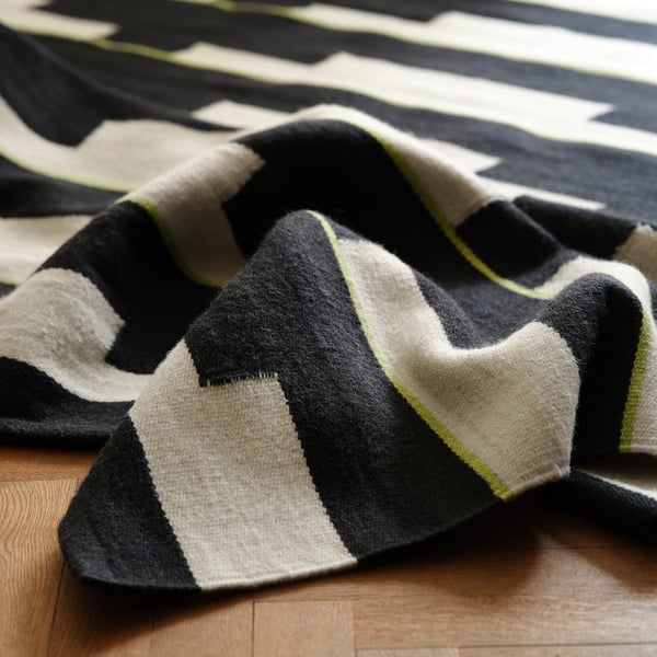 IKEA STOCKHOLM 2025 Rug Flatwoven Black/white/light Green Handwoven 5 ' 7 "x7 ' 10 "