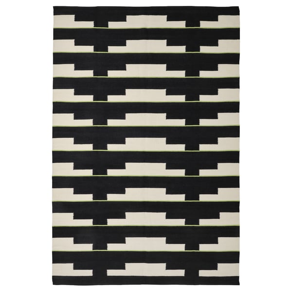 IKEA STOCKHOLM 2025 Rug flatwoven black/white/light green handwoven 5 ' 7 "x7 ' 10 "