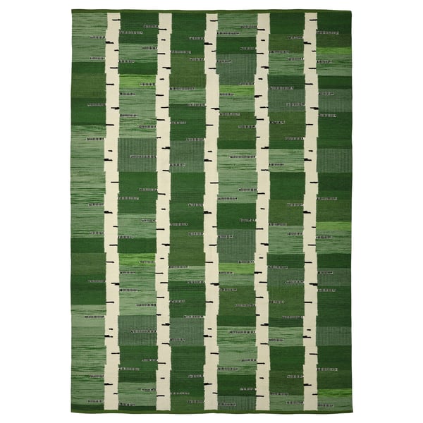 IKEA STOCKHOLM 2025 Rug flatwoven green/white/black handwoven 5 ' 7 "x7 ' 10 "
