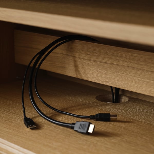 IKEA STOCKHOLM 2025 TV Unit With Sliding Doors Oak Veneer 70 3/8x16 1/2x22 1/8 "