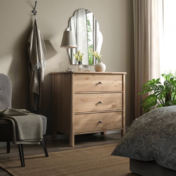 IKEA STOREMOLLA 3-drawer Chest Gray-brown Stained 36 5/8x19 5/8x35 7/8 "