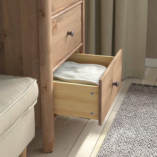 IKEA STOREMOLLA 5-drawer Chest Gray-brown Stained 24 3/4x19 5/8x51 5/8 "