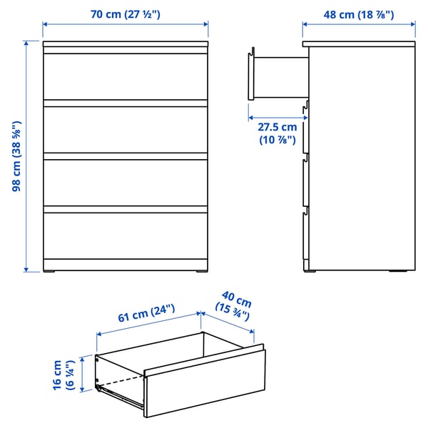 IKEA STORKLINTA 4-drawer Chest White/anchor/unlock Function 27 1/2x18 7/8x38 5/8 "