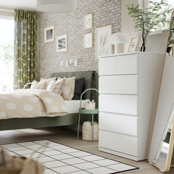 IKEA STORKLINTA 6-drawer chest white/anchor/unlock function 27 1/2x18 7/8x47 1/4 "