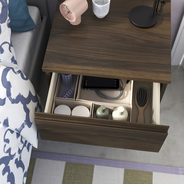 IKEA STORKLINTA Nightstand Dark Brown Oak Effect/with 2 Drawers 19 5/8x18 7/8x20 7/8 "