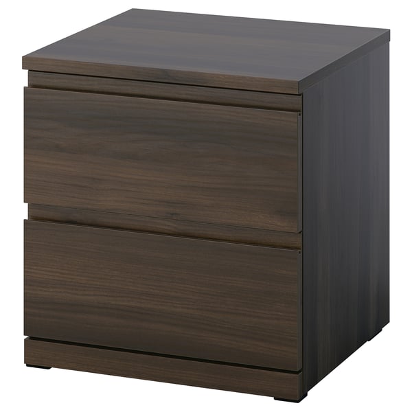 IKEA STORKLINTA Nightstand dark brown oak effect/with 2 drawers 19 5/8x18 7/8x20 7/8 "