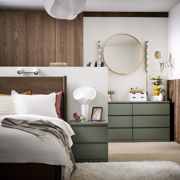 IKEA STORKLINTA Nightstand Gray/green/with 2 Drawers 19 5/8x18 7/8x20 7/8 "