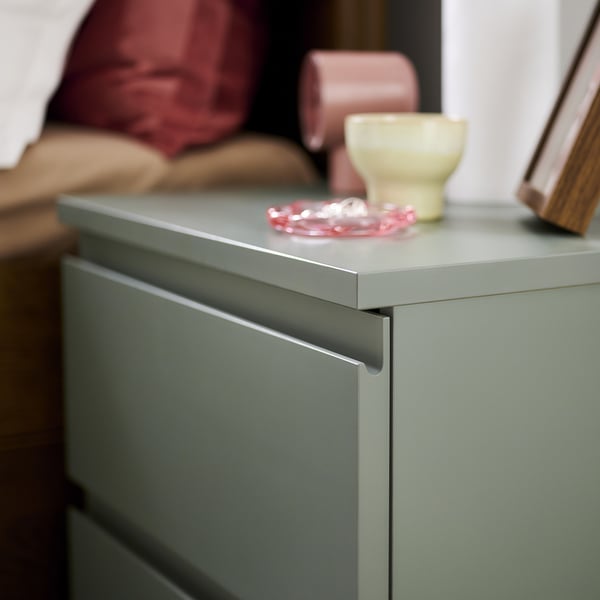 IKEA STORKLINTA Nightstand Gray/green/with 2 Drawers 19 5/8x18 7/8x20 7/8 "