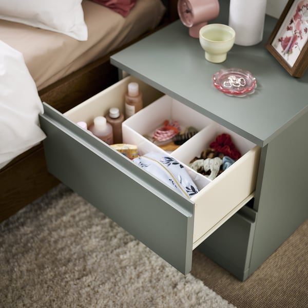 IKEA STORKLINTA Nightstand Gray/green/with 2 Drawers 19 5/8x18 7/8x20 7/8 "