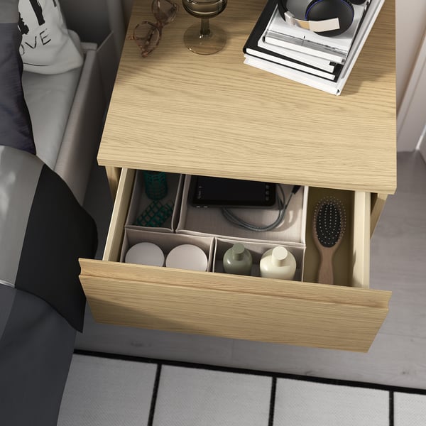 IKEA STORKLINTA Nightstand Oak Effect/with 2 Drawers 19 5/8x18 7/8x20 7/8 "