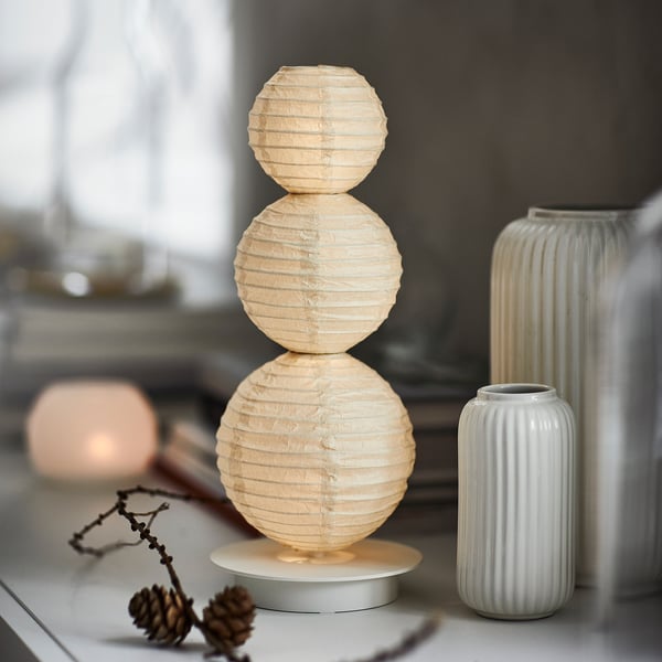 IKEA STRÅLA LED Decorative Table Lamp Ball Shape Battery Operated/white