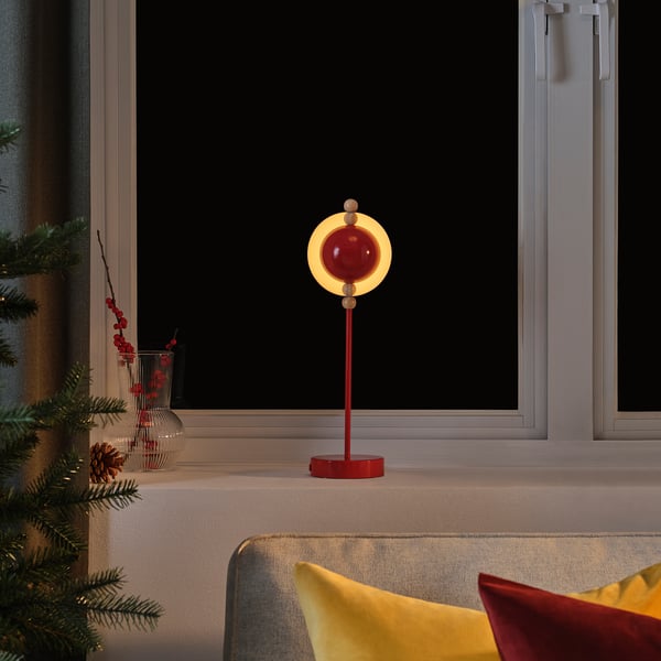 IKEA STRÅLA LED Decorative Table Lamp Metal Battery Operated/red