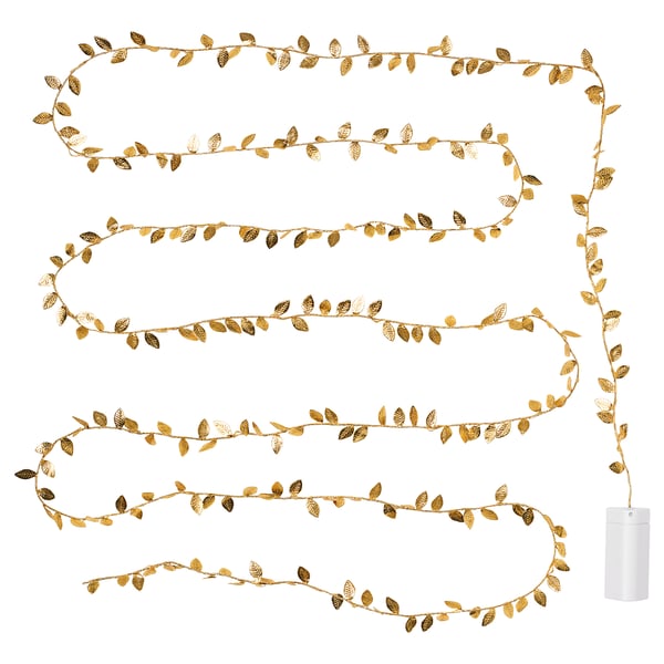 IKEA STRÅLA LED string light with 40 lights battery operated leaf/gold
