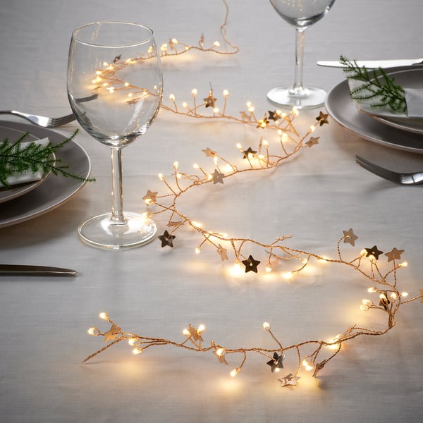 IKEA STRÅLA LED String Light With 80 Lights Battery Operated Mini/star Gold
