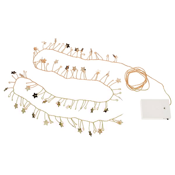 IKEA STRÅLA LED string light with 80 lights battery operated mini/star gold