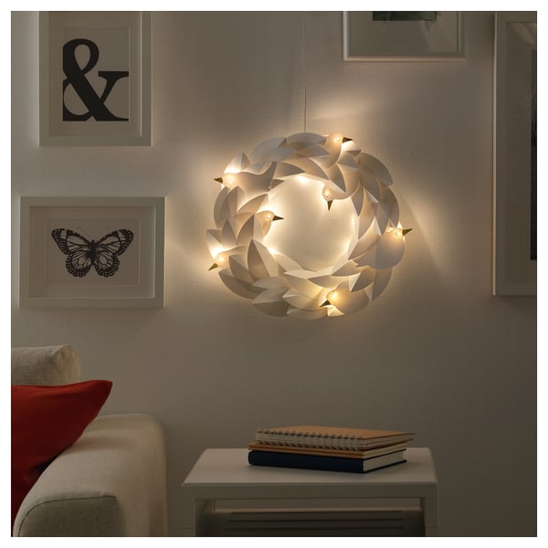 IKEA STRÅLA LED Wreath Battery Operated/doves White