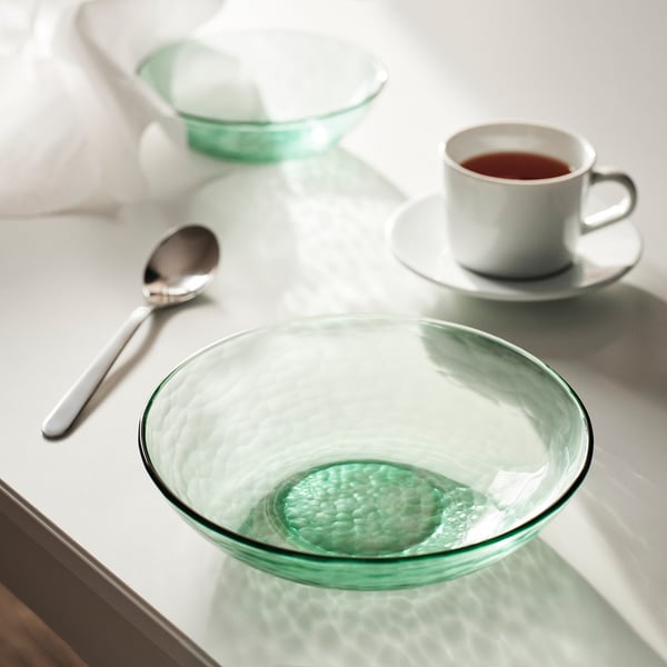 IKEA STRANDKRABBA Deep Plate/bowl Glass/green 7 ½ "