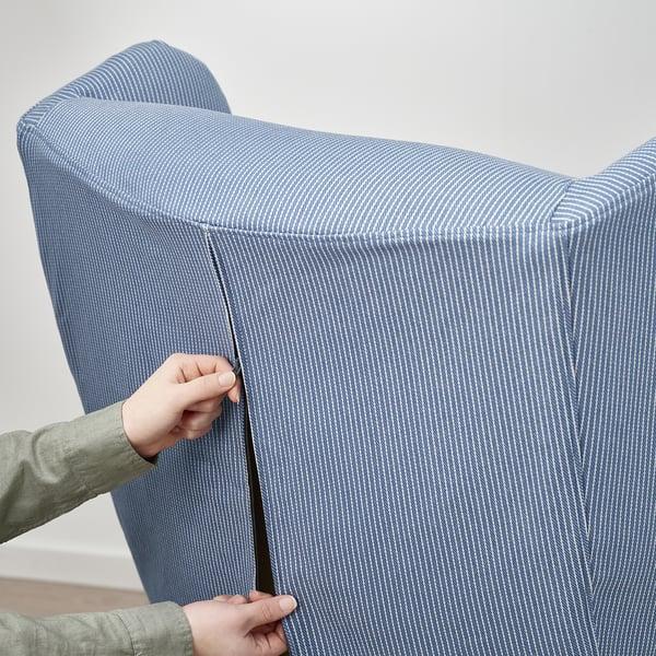 IKEA STRANDMON Slipcover For Wing Chair Sjölyckan Dark Blue/beige Stripe Pattern