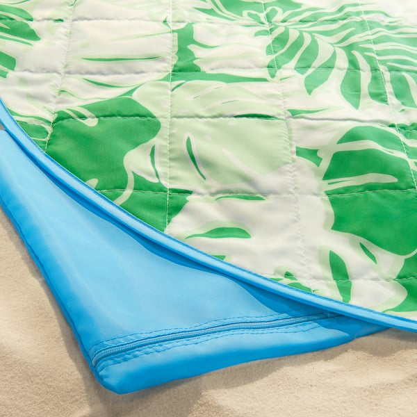 IKEA STRANDÖN Picnic Blanket White Green/leaf Pattern 44x66 "