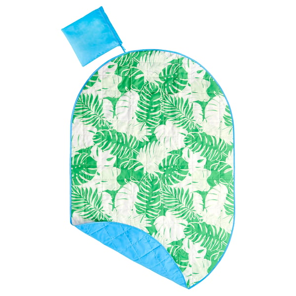 IKEA STRANDÖN Picnic blanket white green/leaf pattern 44x66 "