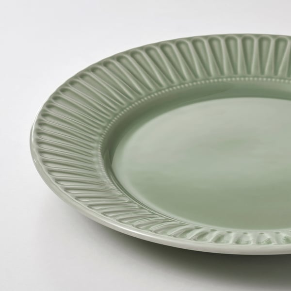 IKEA STRIMMIG Plate Stoneware Pale Gray-green 10 ½ "