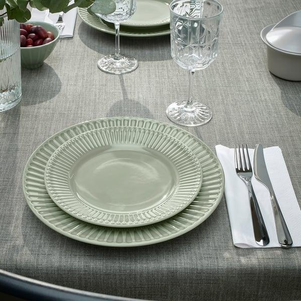 IKEA STRIMMIG Plate Stoneware Pale Gray-green 10 ½ "