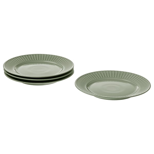 IKEA STRIMMIG Plate stoneware pale gray-green 10 ½ "