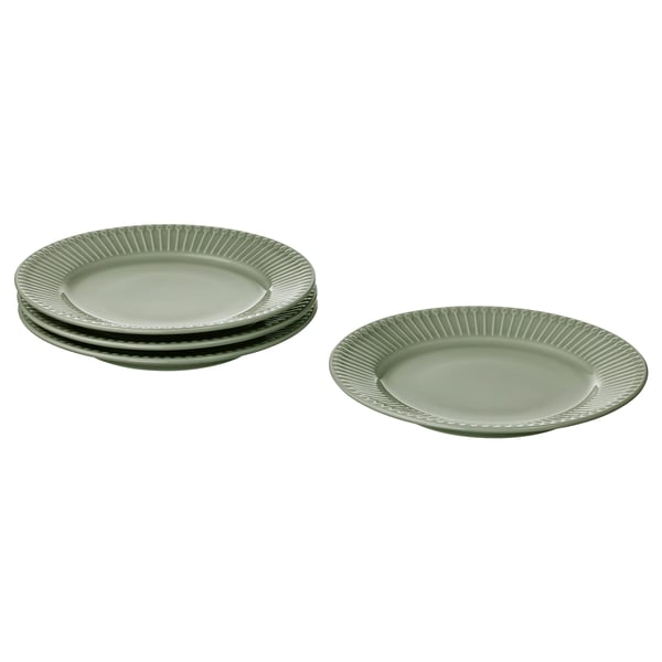 IKEA STRIMMIG Side plate stoneware pale gray-green 8 "
