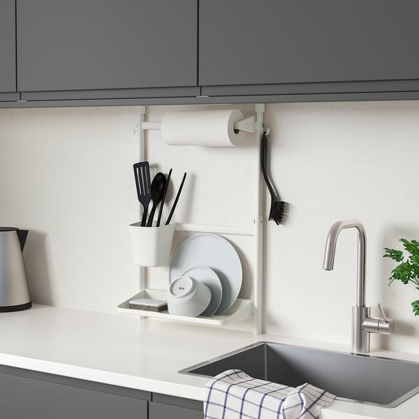 IKEA SUNNERSTA Kitchen Organizer Set No Drill/kitch Roll Hldr/dish Drnr/cont