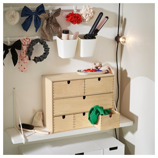 IKEA SUNNERSTA Rail With 4 Hooks And 2 Containers White