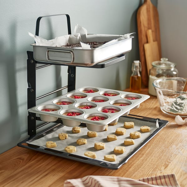 IKEA SVARTABBORRE Baking Sheet Rack Foldable Black 10 ¾x10 ¼x13 "