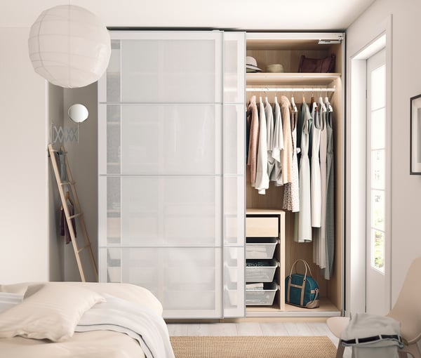 IKEA SVARTISDAL 4 Panels For Sliding Door Frame White Paper Effect 29 1/2x92 7/8 "