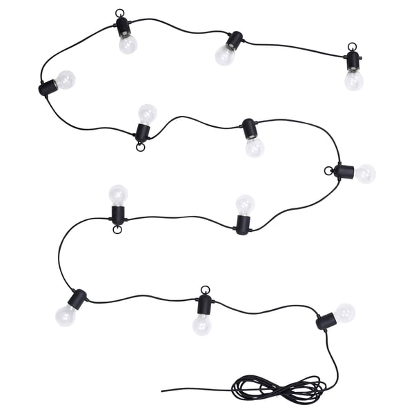 IKEA SVARTRÅ LED string light with 12 lights black/outdoor