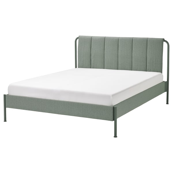 IKEA TÄLLÅSEN Upholstered bed frame Kulsta gray-green Queen