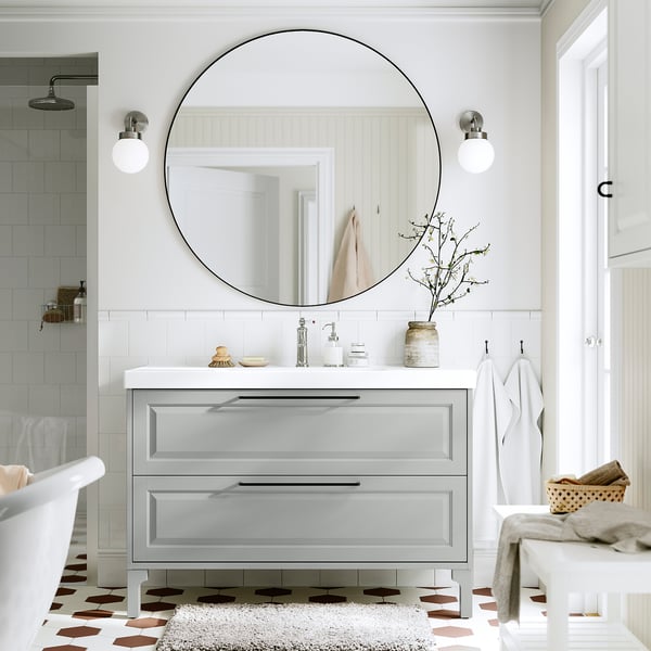 IKEA TÄNNFORSEN / ORRSJÖN Bathroom Vanity With Sink & Faucet Light Gray 49x21 3/4x34 5/8 "