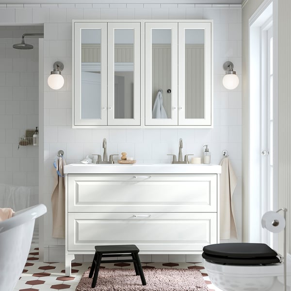 IKEA TÄNNFORSEN / ORRSJÖN Bathroom Vanity With Sink & Faucets White 49x21 3/4x34 5/8 "