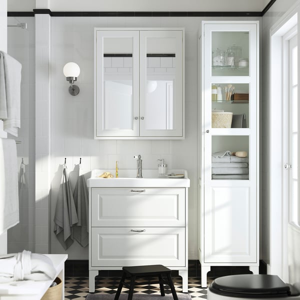 IKEA TÄNNFORSEN / RUTSJÖN Bathroom Vanity With Sink & Faucet White 31 3/8x21 7/8x36 3/4 "