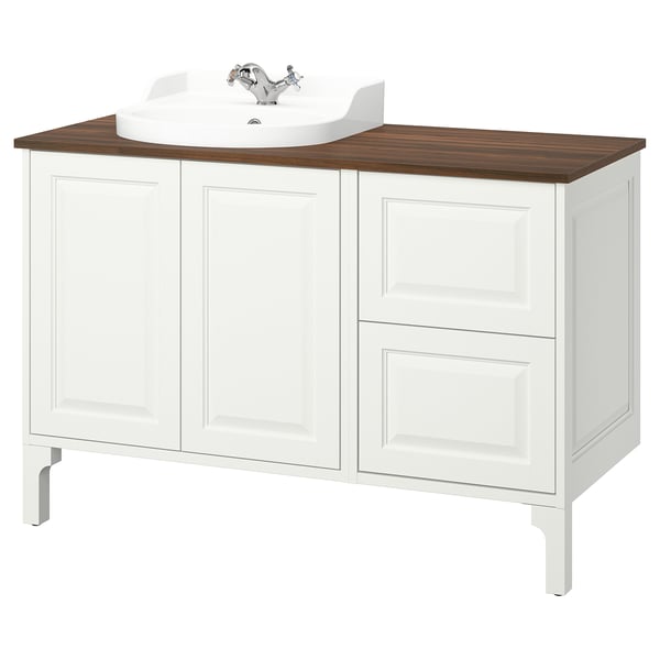 IKEA TÄNNFORSEN / RUTSJÖN Bathroom vanity with sink & faucet white/brown walnut effect 49x21 1/2x37 1/8 "