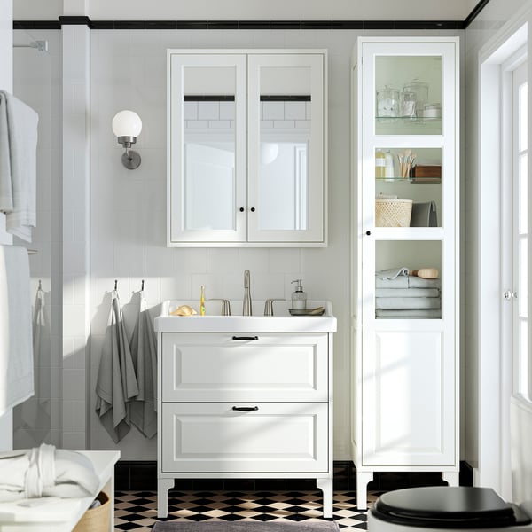 IKEA TÄNNFORSEN / RUTSJÖN Bathroom Vanity With Sink & Faucet White 31 3/8x21 7/8x36 3/4 "
