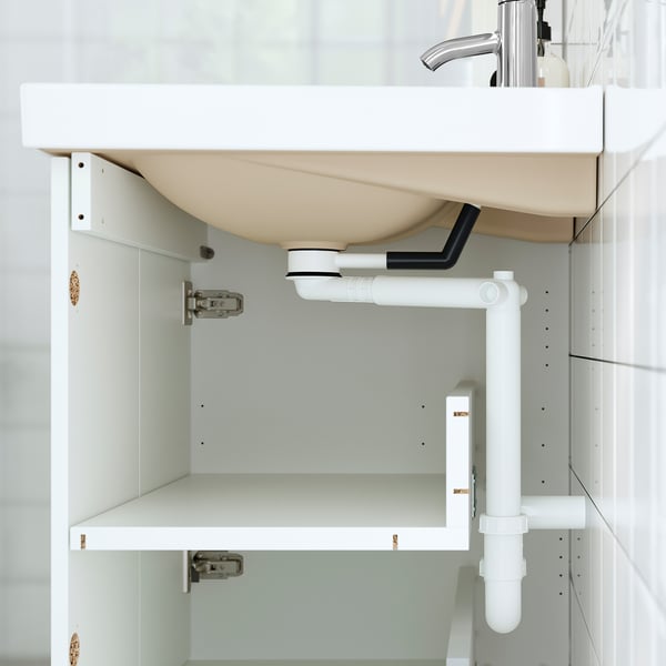IKEA TÄNNFORSEN / RUTSJÖN Double Vanity With Sink & Faucet Light Gray/white Marble Effect 67x21 1/2x37 1/8 "