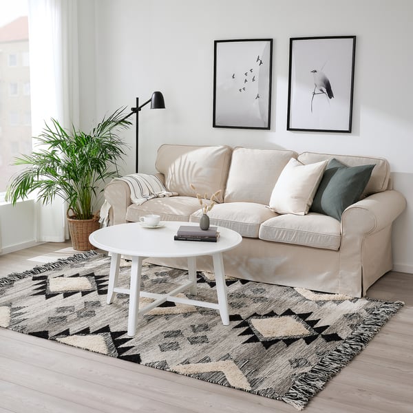 IKEA TANNISBY Rug Flatwoven Handmade/gray Black 5 ' 3 "x7 ' 7 "