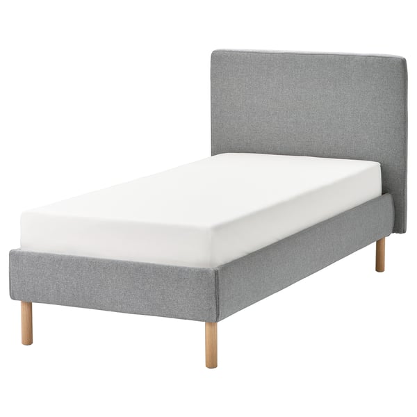 IKEA TÄRNKULLEN Upholstered bed frame Tibbleby beige/gray/Luröy Twin