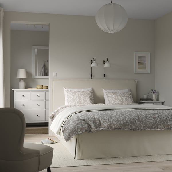 IKEA TÄRNKULLEN Upholstered Bed Frame Vissle Beige Queen