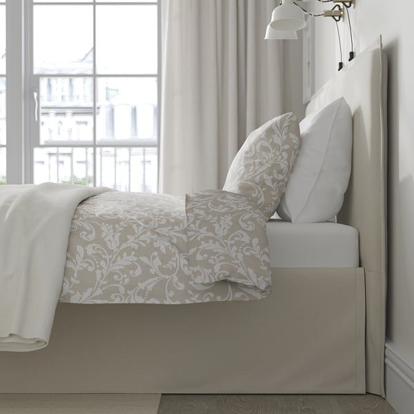 IKEA TÄRNKULLEN Upholstered Bed Frame Vissle Beige Queen