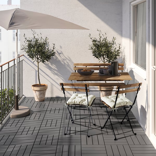 IKEA TÄRNÖ Bench Outdoor Foldable Black/light Brown Stained