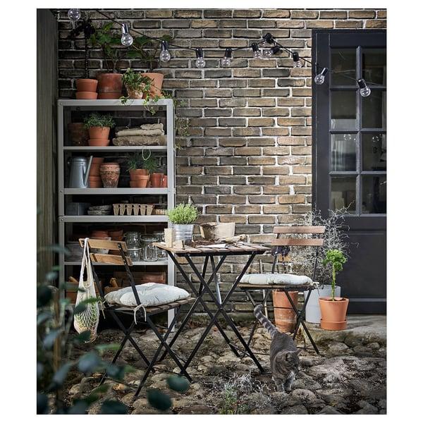 IKEA TÄRNÖ Chair Outdoor Foldable Black/light Brown Stained