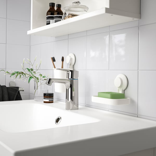 IKEA TISKEN Toothbrush Holder With Suction Cup White