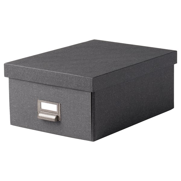 IKEA TJOG Storage box with lid dark gray 9 ¾x14 ¼x6 "